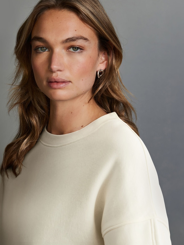 Ecru White Heavyweight Soft Touch Crew Neck Sweatshirt - Image 4 of 6