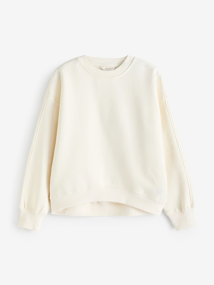 Ecru White Heavyweight Soft Touch Crew Neck Sweatshirt - Image 5 of 6