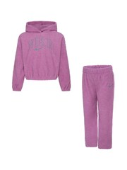 Nike Pink Little Kids Swoosh Spirit Cosy Teddy Fleece Tracksuit - Image 1 of 4