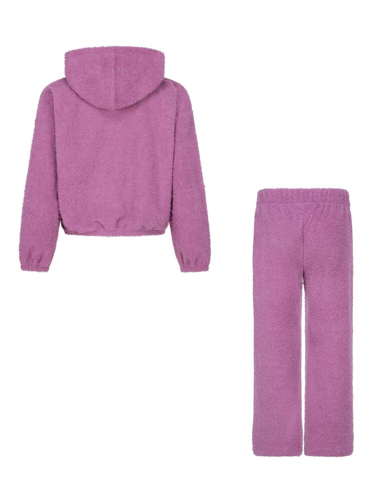 Nike Pink Little Kids Swoosh Spirit Cosy Teddy Fleece Tracksuit - Image 2 of 4