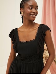FatFace Hibiscus Black Lace Midi Dress - Image 3 of 6