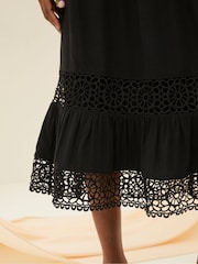 FatFace Hibiscus Black Lace Midi Dress - Image 4 of 6
