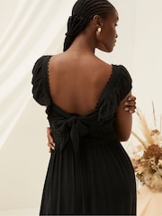 FatFace Hibiscus Black Lace Midi Dress - Image 5 of 6