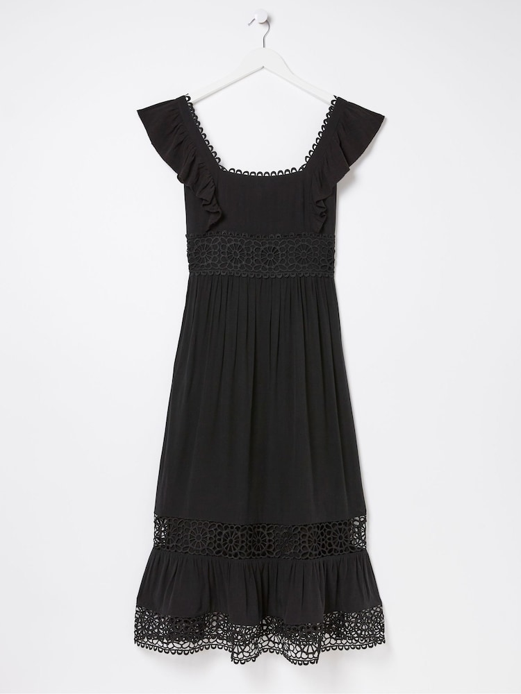 FatFace Hibiscus Black Lace Midi Dress - Image 6 of 6