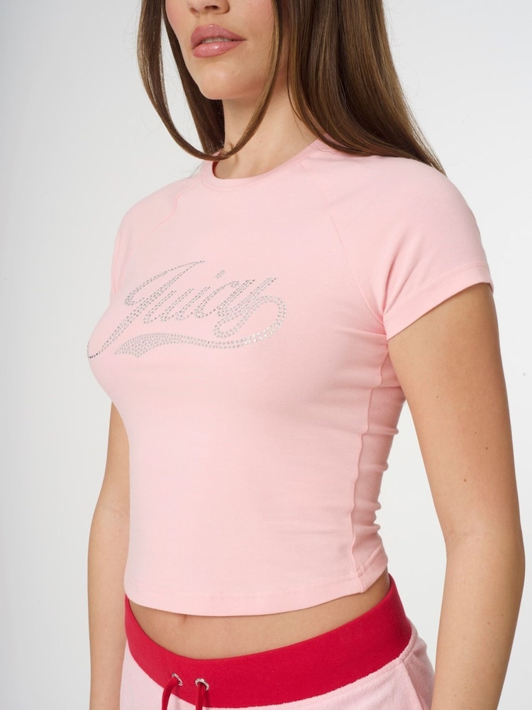 Juicy Couture Pink Swirl Juicy Jersey Shrunken T-Shirt - Image 4 of 5