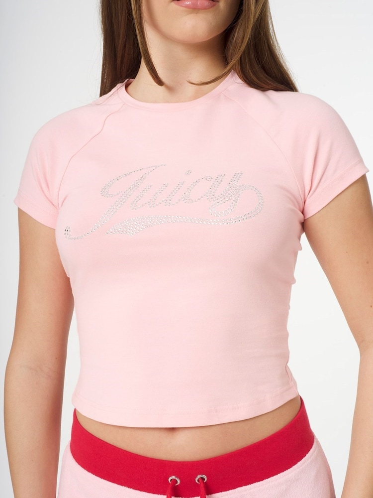 Juicy Couture Pink Swirl Juicy Jersey Shrunken T-Shirt - Изображение 5 из 5
