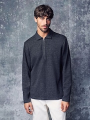 Gris antracita - Long Sleeve Double Pocket Quarter Zip Polo Shirt - Imagen 1 de 4