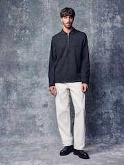 Gris antracita - Long Sleeve Double Pocket Quarter Zip Polo Shirt - Imagen 2 de 4