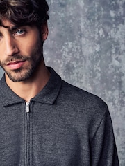 Gris antracita - Long Sleeve Double Pocket Quarter Zip Polo Shirt - Imagen 4 de 4