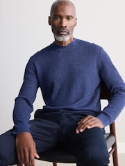 Blue Signature 100% Merino Textured Crew Jumper - Image 1 of 5