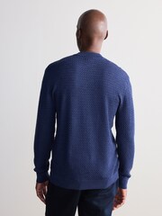 Blue Signature 100% Merino Textured Crew Jumper - Image 3 of 5