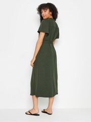 M&Co Green Dark Button Thru Angel Sleeve Dress - Image 3 of 5