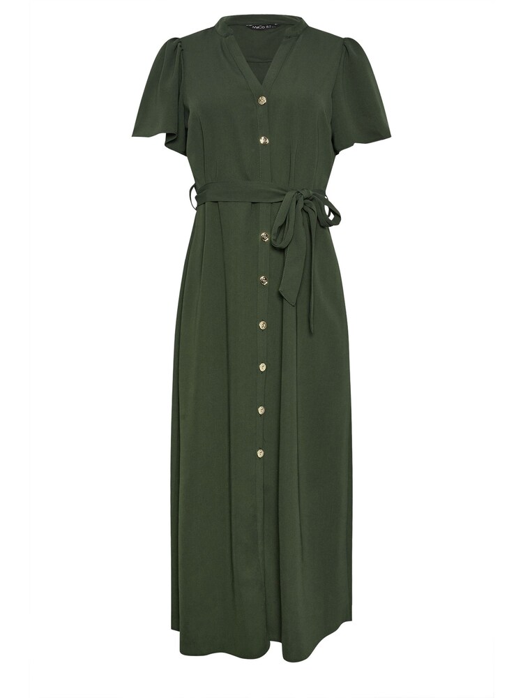 M&Co Green Dark Button Thru Angel Sleeve Dress - Image 5 of 5