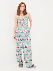 FatFace Aurora Green Mirrored Paisley Jumpsuit - Image 1 of 5