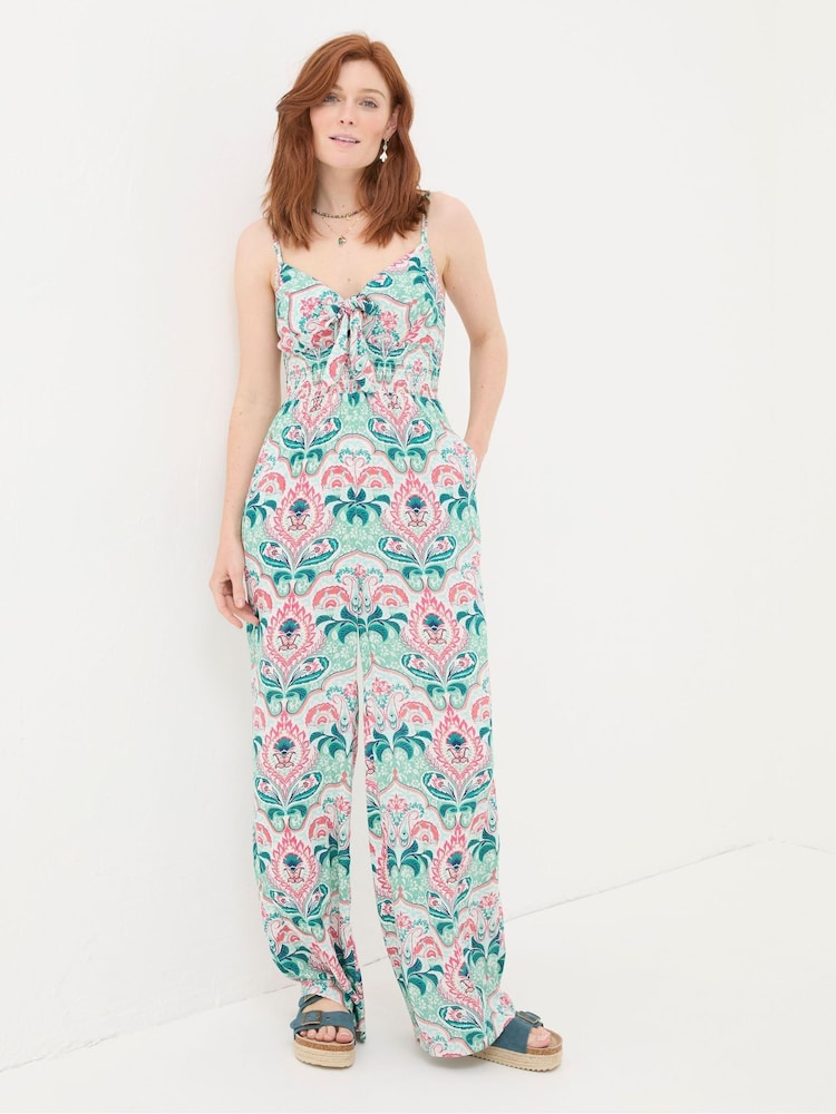 FatFace Aurora Green Mirrored Paisley Jumpsuit - Image 1 of 5 FatFace Aurora Green Mirrored Paisley Jumpsuit - Image 1 of 5