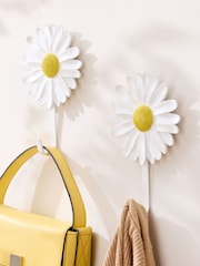 Set of 2 White Yellow Daisy Flower Hooks - Image 1 of 5