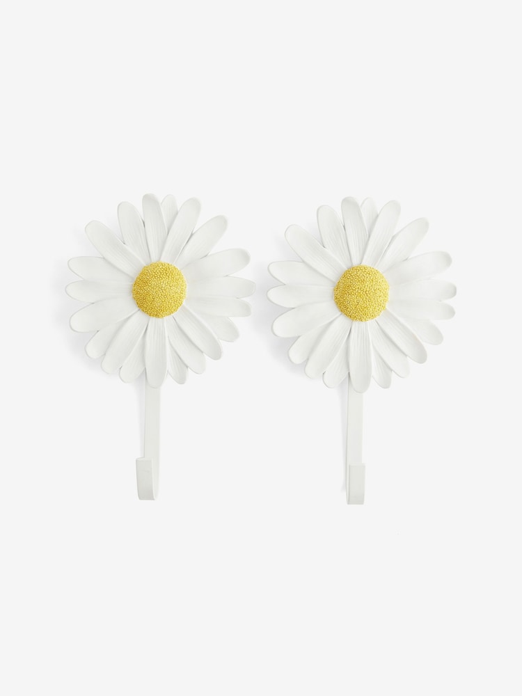 Set of 2 White Yellow Daisy Flower Hooks - Image 2 of 5