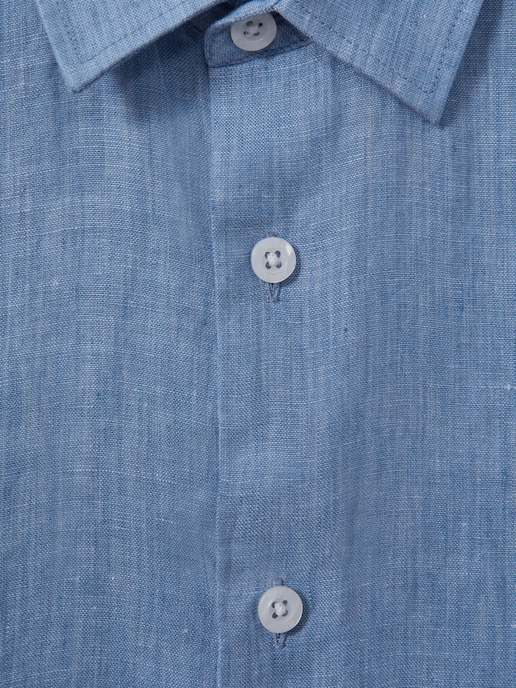 Reiss Sky Blue Holiday Short-Sleeve Shirt - Image 4 of 4
