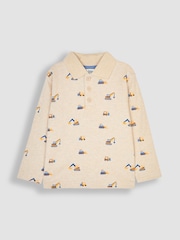 JoJo Maman Bébé Natural Construction Long Sleeve Print Polo Shirt - Image 1 of 3