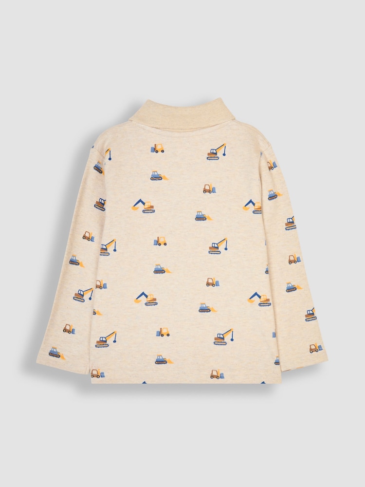 JoJo Maman Bébé Natural Construction Long Sleeve Print Polo Shirt - Image 2 of 3