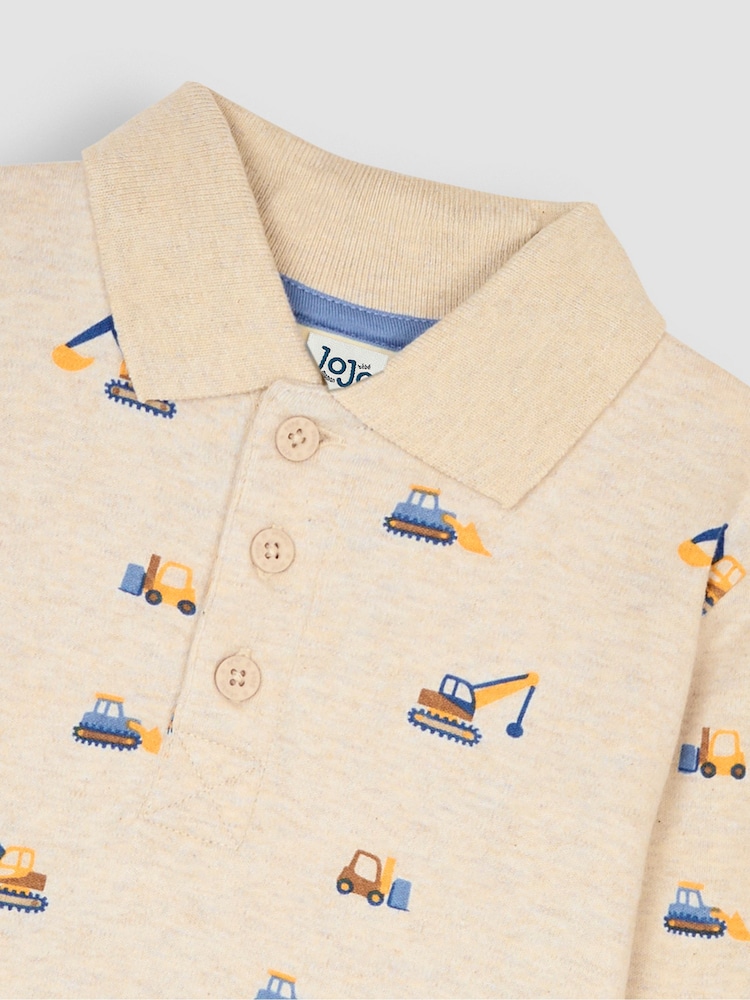 JoJo Maman Bébé Natural Construction Long Sleeve Print Polo Shirt - Image 3 of 3