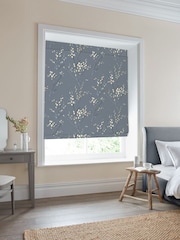 Laura Ashley Dark Seaspray Blue Pussy Willow Made to Measure 100% Cotton Roman Blinds - Image 1 of 6