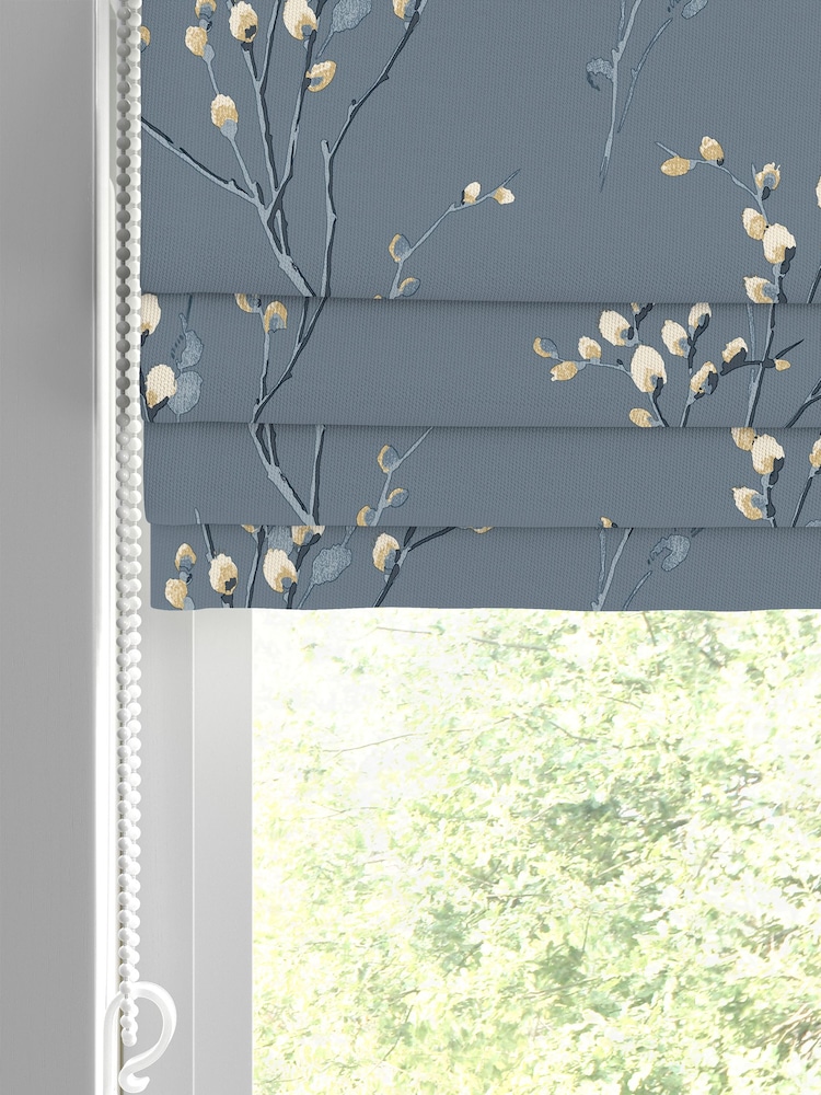 Laura Ashley Dark Seaspray Blue Pussy Willow Made to Measure 100% Cotton Roman Blinds - Image 2 of 6