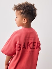 rdeča - Komplet prevelike majice s kratkimi rokavi iz 100% bombaža in kratkih hlač Baker by Ted Baker - Slika 5 iz 12