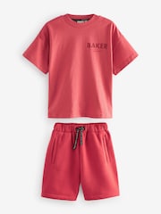rdeča - Komplet prevelike majice s kratkimi rokavi iz 100% bombaža in kratkih hlač Baker by Ted Baker - Slika 8 iz 12