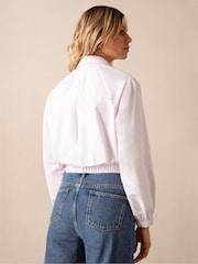 Ro&Zo Cotton Elastic Hem Cropped White Shirt - Image 3 of 5