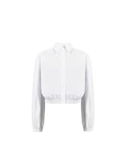 Ro&Zo Cotton Elastic Hem Cropped White Shirt - Image 5 of 5