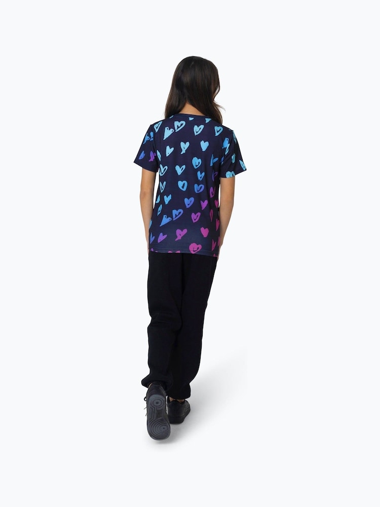 Hype Girls Multi Scribble Hearts Black T-Shirt - Image 3 of 3