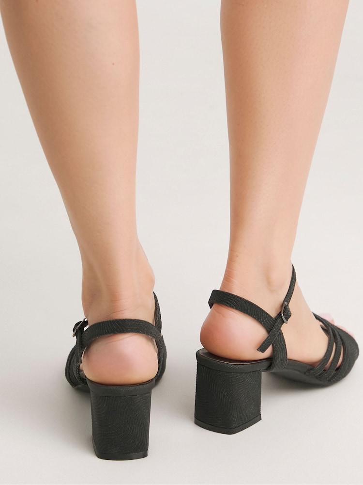 JD Williams Black Metallic Halter Back Sandals In Extra Wide Fit - Image 2 of 4