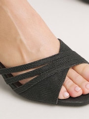 JD Williams Black Metallic Halter Back Sandals In Extra Wide Fit - Image 3 of 4