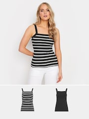 Long Tall Sally Black 2 PACK Striped Cami Tops - Image 1 of 6
