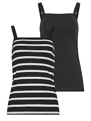 Long Tall Sally Black 2 PACK Striped Cami Tops - Image 6 of 6