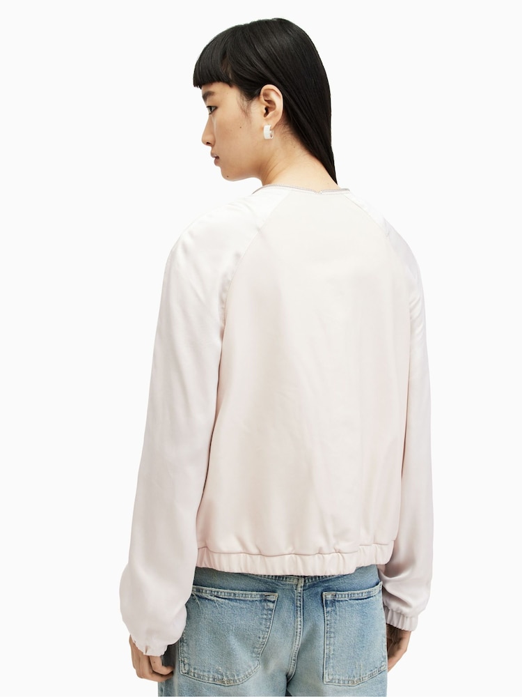 AllSaints White Helton Bomber Jacket - Image 2 of 8