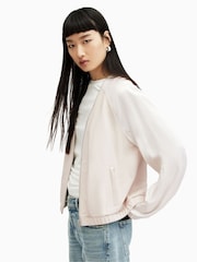 AllSaints White Helton Bomber Jacket - Image 3 of 8