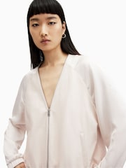 AllSaints White Helton Bomber Jacket - Image 6 of 8