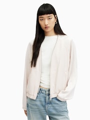 AllSaints White Helton Bomber Jacket - Image 7 of 8