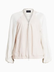 AllSaints White Helton Bomber Jacket - Image 8 of 8