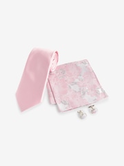 Pink Silk Tie, Pocket Square and Cufflinks Gift Box Set - Image 3 of 6
