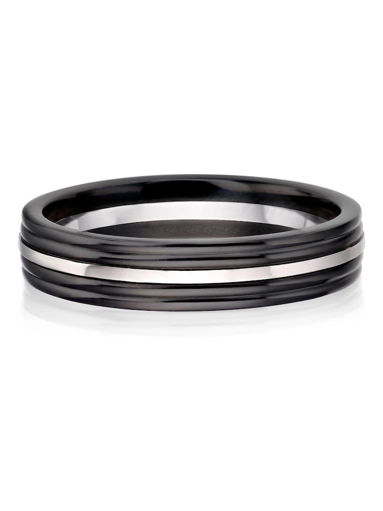 Beaverbrooks Platinum and Zirconium Men’s Wedding Ring - Image 2 of 5