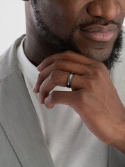 Beaverbrooks Platinum and Zirconium Men’s Wedding Ring - Image 4 of 5