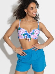 Pour Moi Blue Bree High Waist Elasticated Shorts - Image 2 of 4