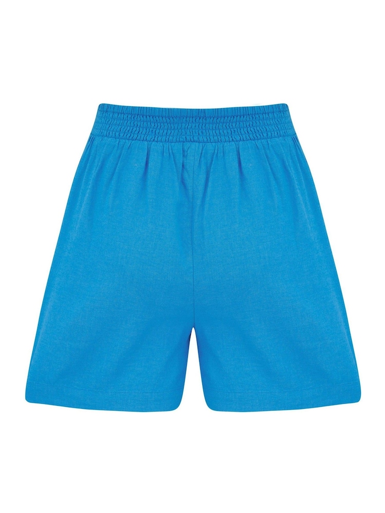 Pour Moi Blue Bree High Waist Elasticated Shorts - Image 3 of 3