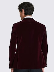 MOSS Burgundy Red Slim Fit Velvet Jacket - Image 4 of 6