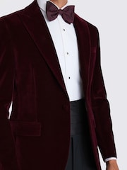 MOSS Burgundy Red Slim Fit Velvet Jacket - Image 5 of 6