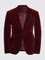 MOSS Burgundy Red Slim Fit Velvet Jacket - Image 6 of 6