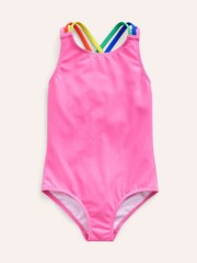 Boden Pink Rainbow Cross-Back Swimsuit - Image 1 of 3